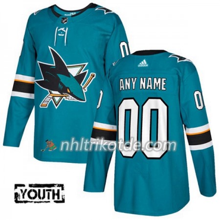 San Jose Sharks Trikot Custom Adidas 2017-2018 Teal Authentic - Kinder